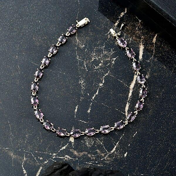Luxoro Premium Royal Lavender Spinel 11.35 Ctw Majestic Link Bracelet In 10K Yellow Gold (7.25 In)