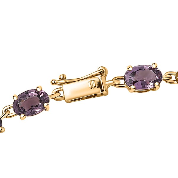Luxoro Premium Royal Lavender Spinel 11.35 Ctw Majestic Link Bracelet In 10K Yellow Gold (7.25 In)