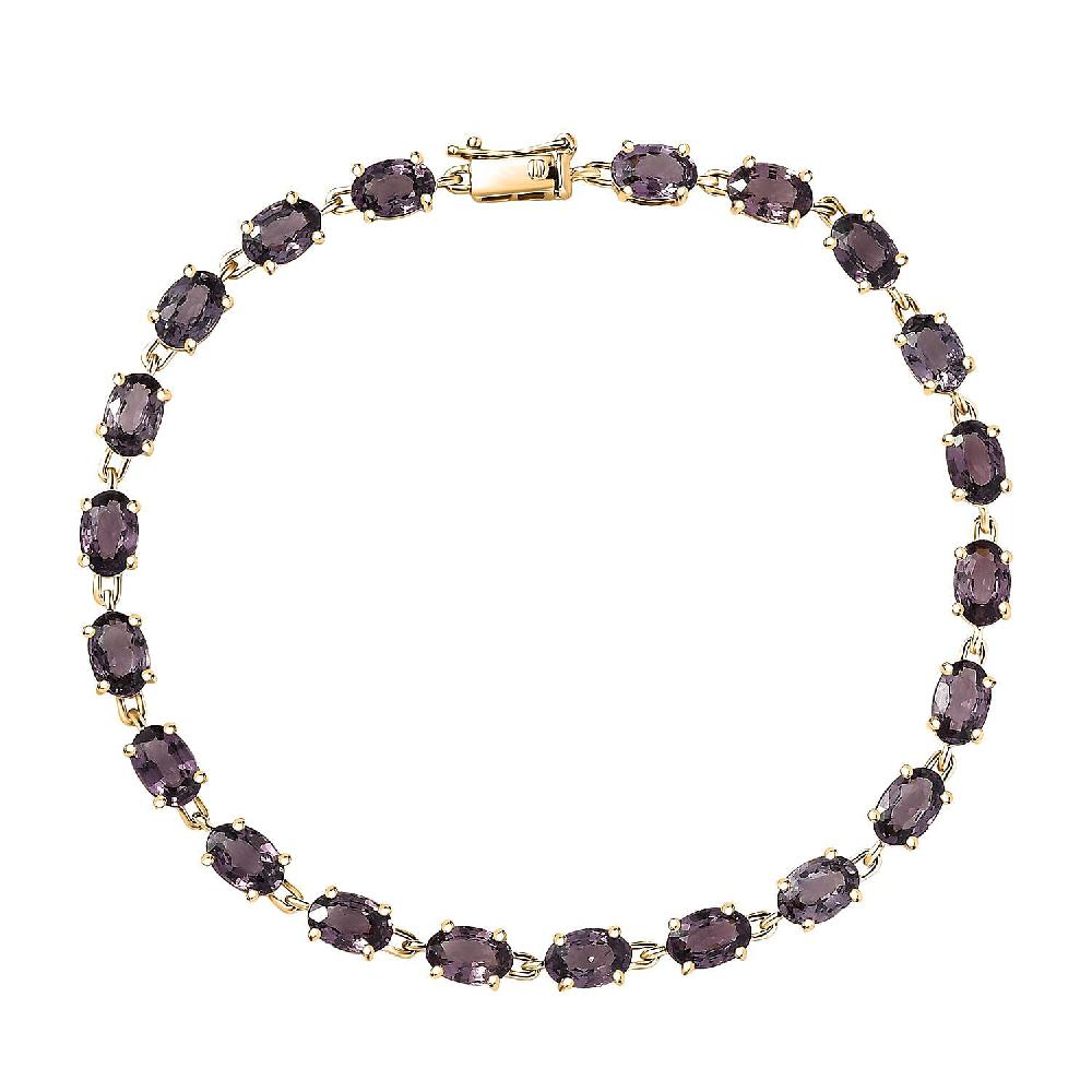 Luxoro Premium Royal Lavender Spinel 11.35 ctw Majestic Link Bracelet in 10K Yellow Gold (7.25 In)