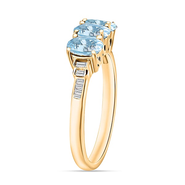 Luxoro Premium Santa Maria Aquamarine And G-H I2 Diamond 1.30 Ctw Ring In 14K Yellow Gold (Del. In 10-12 Days)
