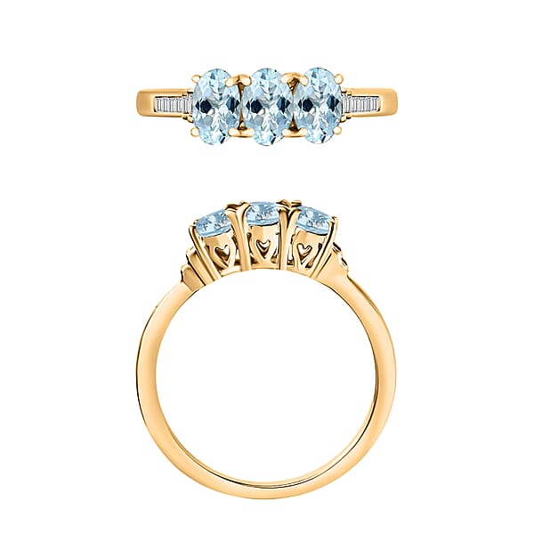 Luxoro Premium Santa Maria Aquamarine And G-H I2 Diamond 1.30 Ctw Ring In 14K Yellow Gold (Del. In 10-12 Days)