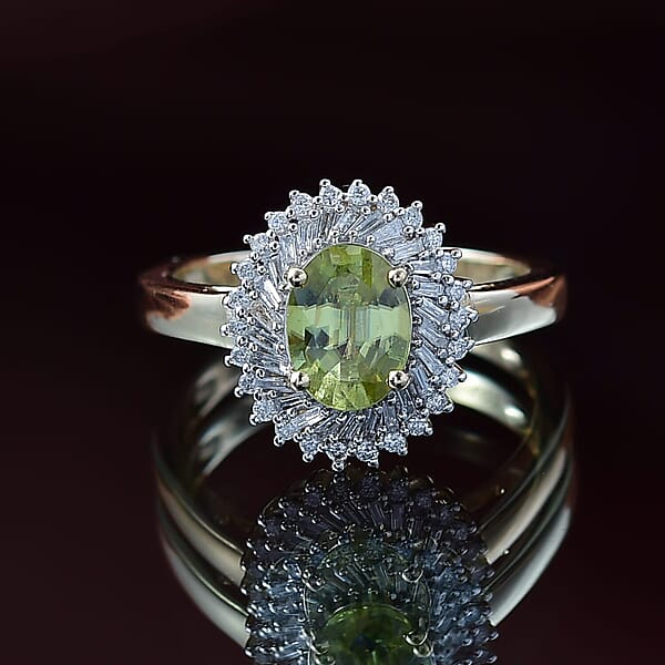 Luxoro Premium Sava Sphene And I2 Diamond 1.70 Ctw Ring In 10K Yellow Gold