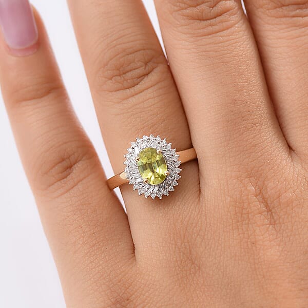 Luxoro Premium Sava Sphene And I2 Diamond 1.70 Ctw Ring In 10K Yellow Gold