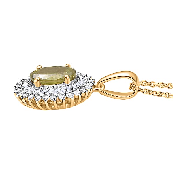Luxoro Premium Sava Sphene And I2 Diamond 1.70 Ctw Pendant Necklace In 10K Yellow Gold 20 Inches