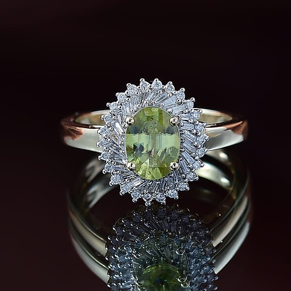 Luxoro Premium Sava Sphene And I2 Diamond 1.70 Ctw Ring In 10K Yellow Gold