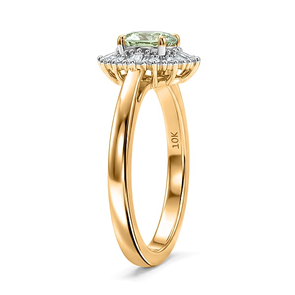 Luxoro Premium Tanzanian Mint Garnet And Diamond I2 1.10 Ctw Light Burst Ring In 10K Yellow Gold