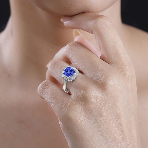 Luxoro Premium Tanzanite And Diamond G-H I2 Ring In 14K White Gold 2.85 Ctw
