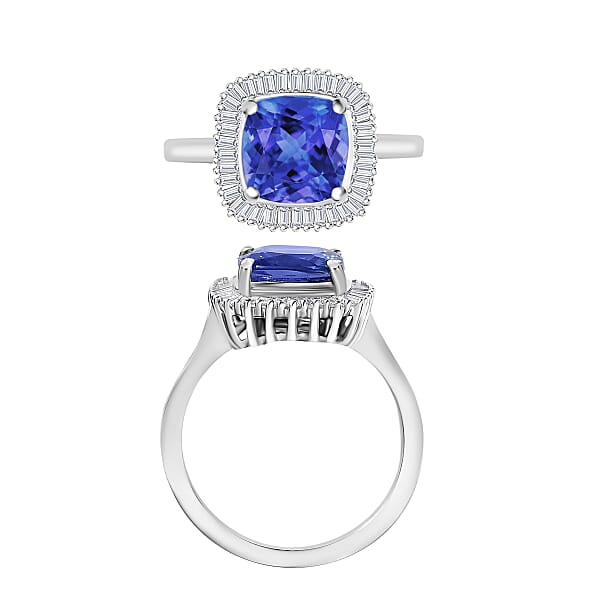 Luxoro Premium Tanzanite And Diamond G-H I2 Ring In 14K White Gold 2.85 Ctw
