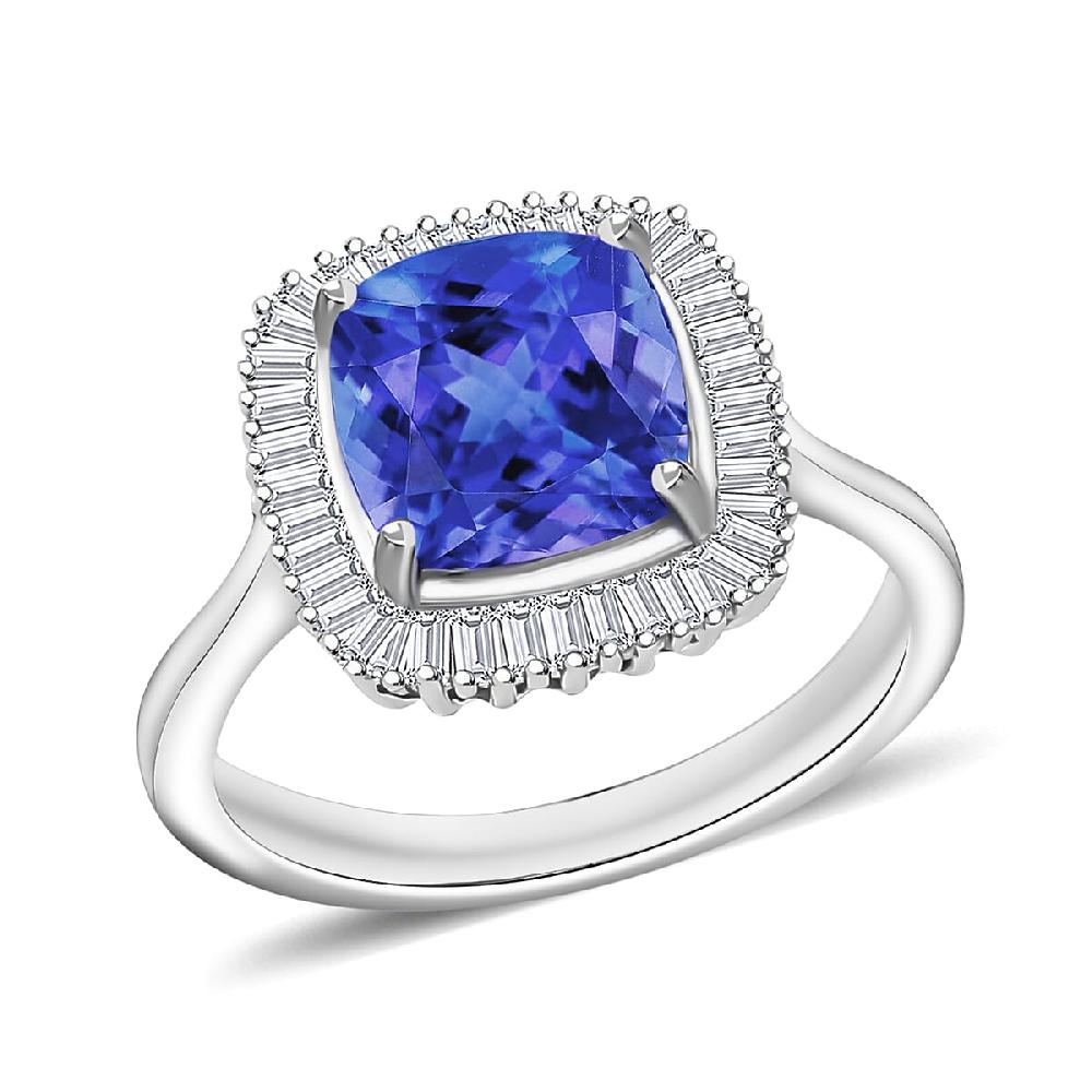 Luxoro Premium Tanzanite and Diamond G-H I2 Ring in 14K White Gold 2.85 ctw