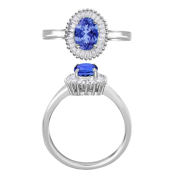 Luxoro Premium Tanzanite And G-H I1 Diamond 1.00 Ctw Ring In 14K White Gold (Del. In 10-12 Days)