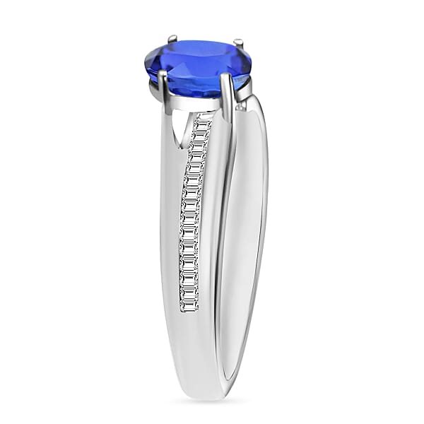 Luxoro Premium Tanzanite And G-H I1 Diamond 1.00 Ctw Ring In 14K White Gold (Del. In 10-12 Days)
