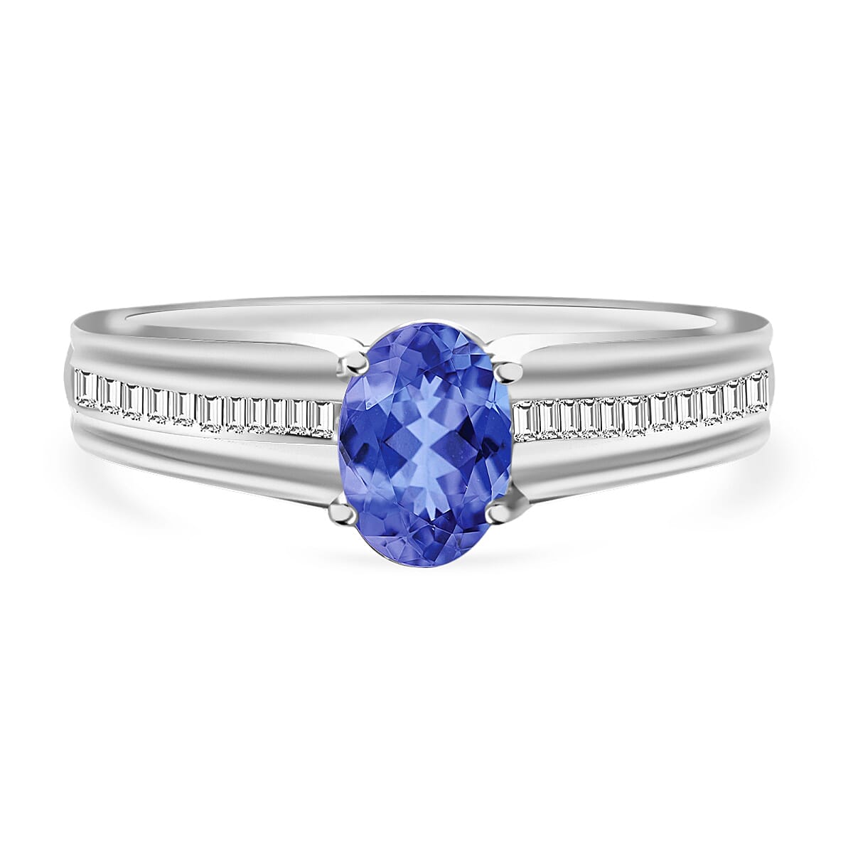 Luxoro Premium Tanzanite and G-H I1 Diamond 1.00 ctw Ring in 14K White Gold (Del. in 10-12 Days)