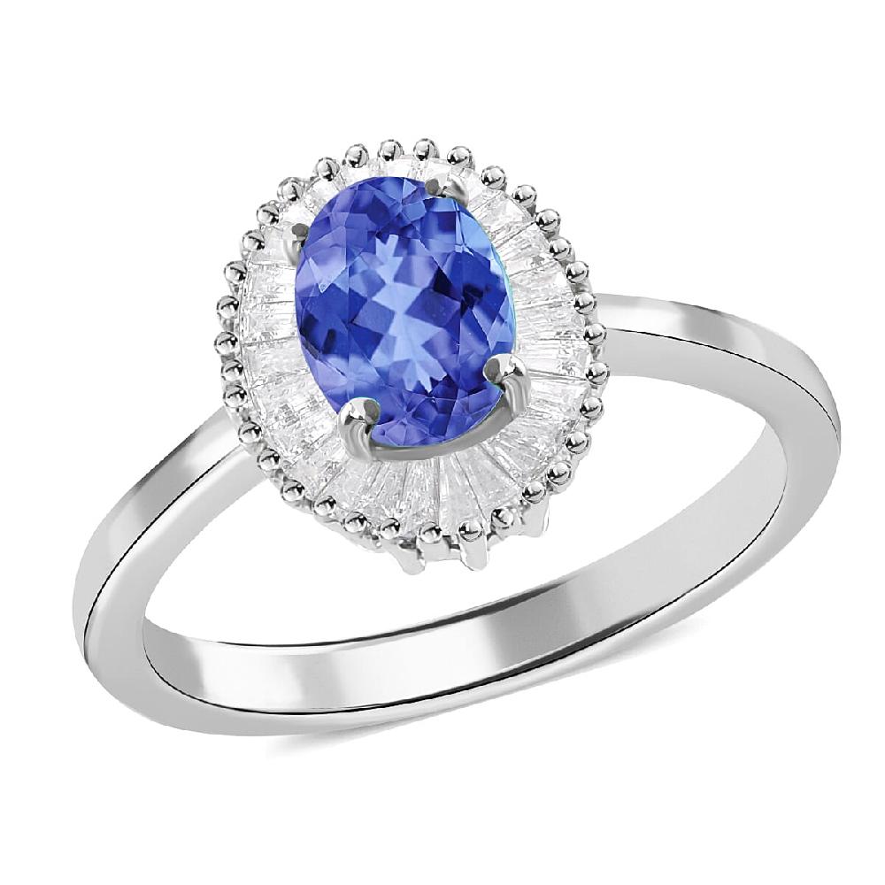 Luxoro Premium Tanzanite and G-H I1 Diamond 1.00 ctw Ring in 14K White Gold (Del. in 10-12 Days)
