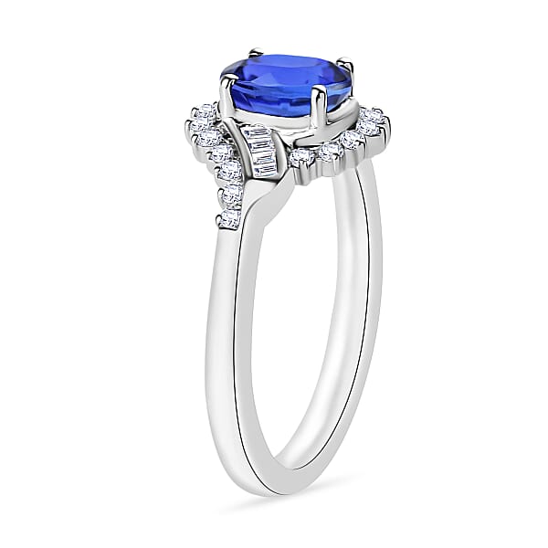 Luxoro Premium Tanzanite And G-H I1 Diamond 1.10 Ctw Ring In 14K White Gold (Del. In 10-12 Days)