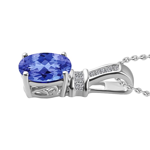 Luxoro Premium Tanzanite And G-H I1 Diamond 1.40 Ctw Pendant Necklace 20 Inches In 14K White Gold (Del. In 10-12 Days)