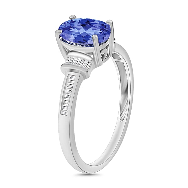 Luxoro Premium Tanzanite And G-H I1 Diamond 1.50 Ctw Ring In 14K White Gold (Del. In 10-12 Days)