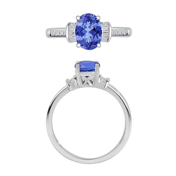 Luxoro Premium Tanzanite And G-H I1 Diamond 1.50 Ctw Ring In 14K White Gold (Del. In 10-12 Days)