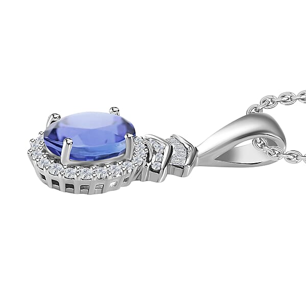 Luxoro Premium Tanzanite And G-H I1 Diamond 1.58 Ctw Pendant Without Chain In 14K White Gold