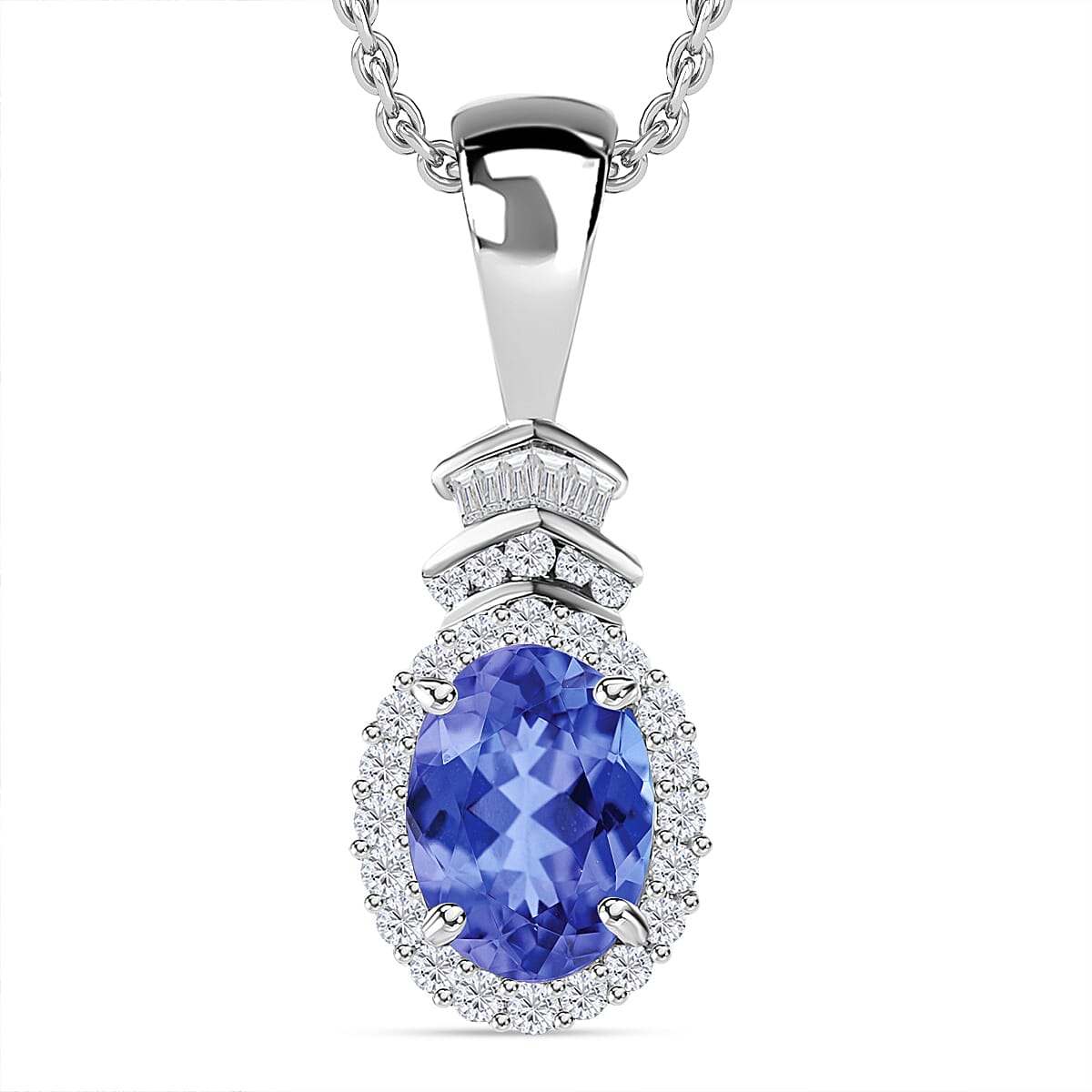 Luxoro Premium Tanzanite and G-H I1 Diamond 1.58 ctw Pendant without Chain in 14K White Gold