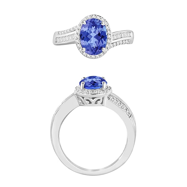 Luxoro Premium Tanzanite And G-H I1 Diamond 2.28 Ctw Ring In 14K White Gold (Del. In 10-12 Days)