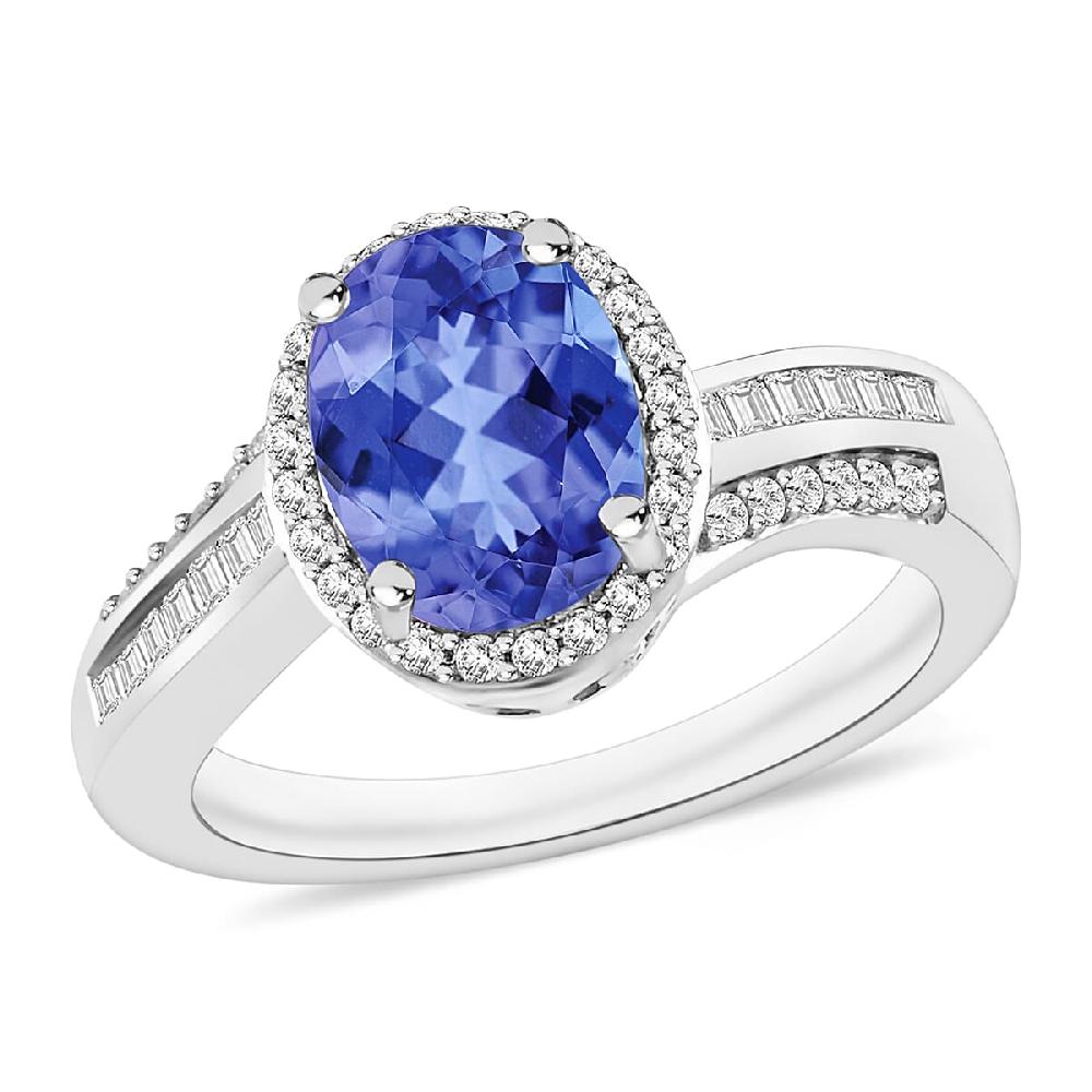 Luxoro Premium Tanzanite and G-H I1 Diamond 2.28 ctw Ring in 14K White Gold (Del. in 10-12 Days)