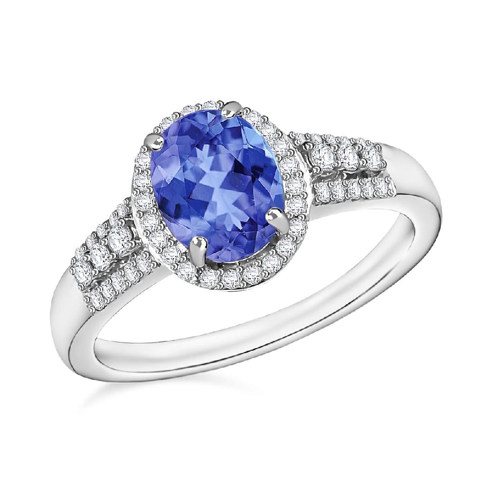 Luxoro Premium Tanzanite and G-H I1 Diamond 2.36 ctw Ring in 14K White Gold 2 (Del. in 10-12 Days)