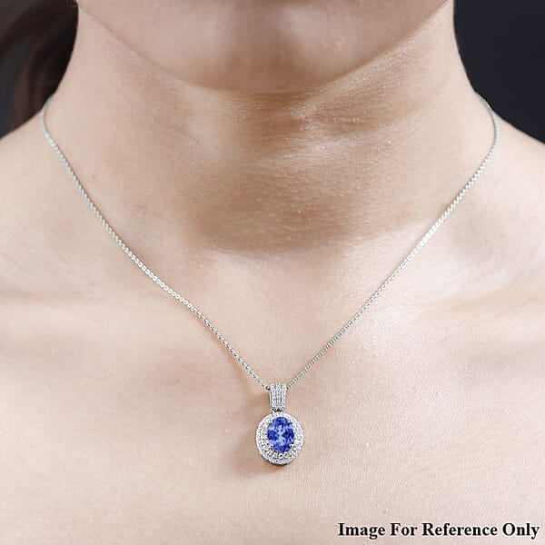 Luxoro Premium Tanzanite And G-H I1 Diamond 2.42 Ctw Pendant Necklace 20 Inches In 14K White Gold (Del. In 10-12 Days)
