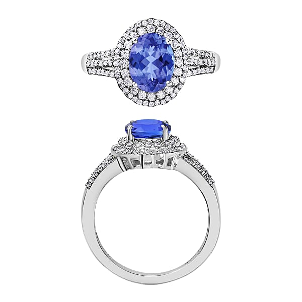 Luxoro Premium Tanzanite And G-H I1 Diamond 2.60 Ctw Ring In 14K White Gold (Del. In 10-12 Days)