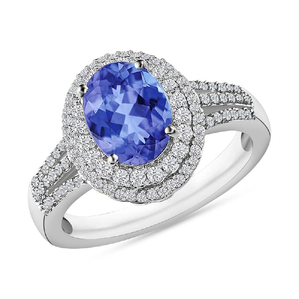 Luxoro Premium Tanzanite and G-H I1 Diamond 2.60 ctw Ring in 14K White Gold (Del. in 10-12 Days)