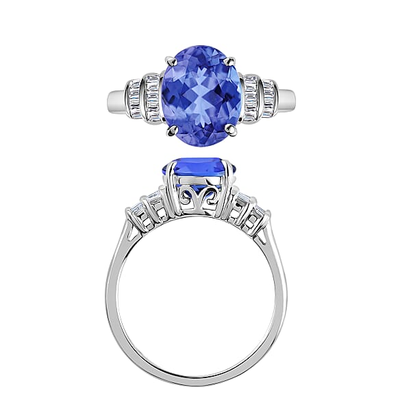Luxoro Premium Tanzanite And G-H I1 Diamond 3.15 Ctw Ring In 14K White Gold (Del. In 10-12 Days)