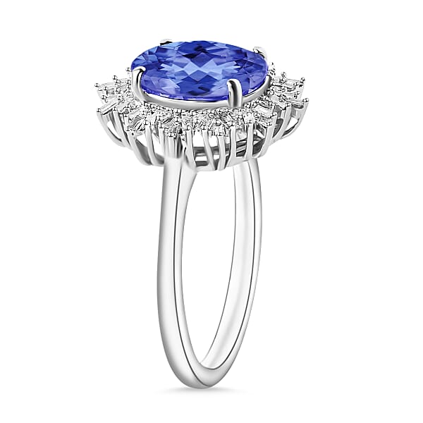Luxoro Premium Tanzanite And G-H I1 Diamond 3.30 Ctw Ring In 14K White Gold 4.30 Grams (Del. In 10-12 Days)