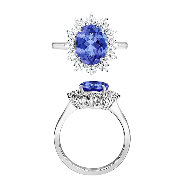 Luxoro Premium Tanzanite And G-H I1 Diamond 3.30 Ctw Ring In 14K White Gold 4.30 Grams (Del. In 10-12 Days)