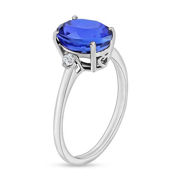 Luxoro Premium Tanzanite And G-H I1-I2 Diamond 2.10 Ctw Ring In 14K White Gold 4 Grams (Del. In 10-12 Days)