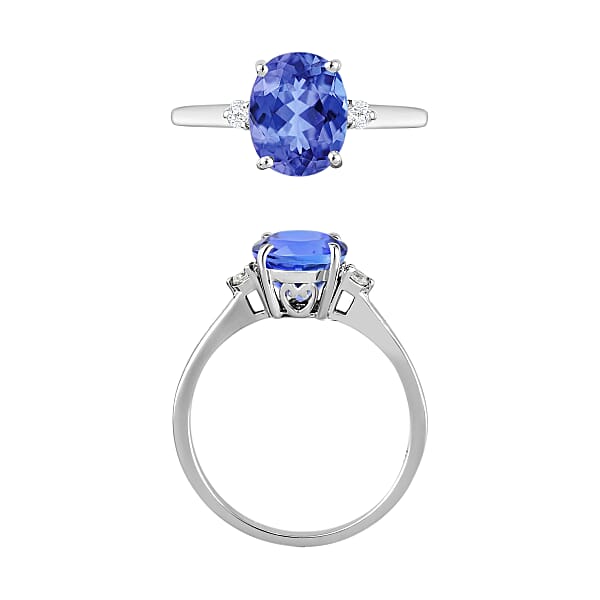 Luxoro Premium Tanzanite And G-H I1-I2 Diamond 2.10 Ctw Ring In 14K White Gold 4 Grams (Del. In 10-12 Days)
