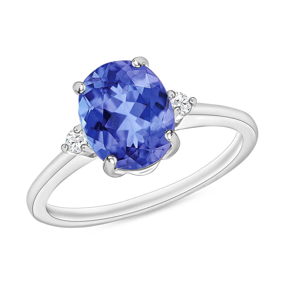 Luxoro Premium Tanzanite and G-H I1-I2 Diamond 2.10 ctw Ring in 14K White Gold 4 Grams (Del. in 10-12 Days)