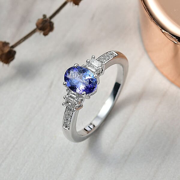 Luxoro Premium Tanzanite And G-H I2 Diamond 1.15 Ctw Moonlit Majesty Ring In 10K White Gold