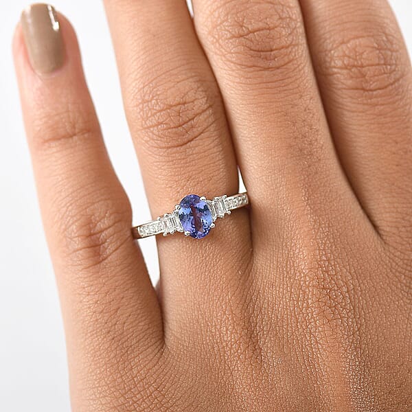 Luxoro Premium Tanzanite And G-H I2 Diamond 1.15 Ctw Moonlit Majesty Ring In 10K White Gold