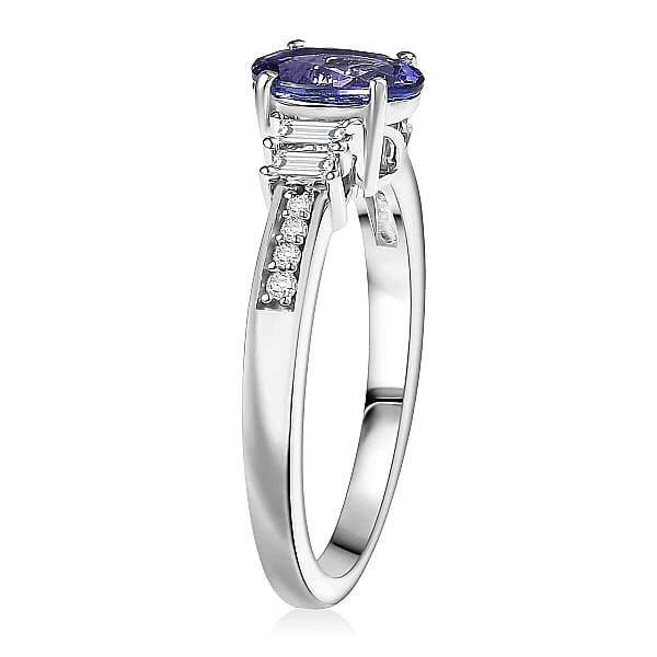 Luxoro Premium Tanzanite And G-H I2 Diamond 1.15 Ctw Moonlit Majesty Ring In 10K White Gold