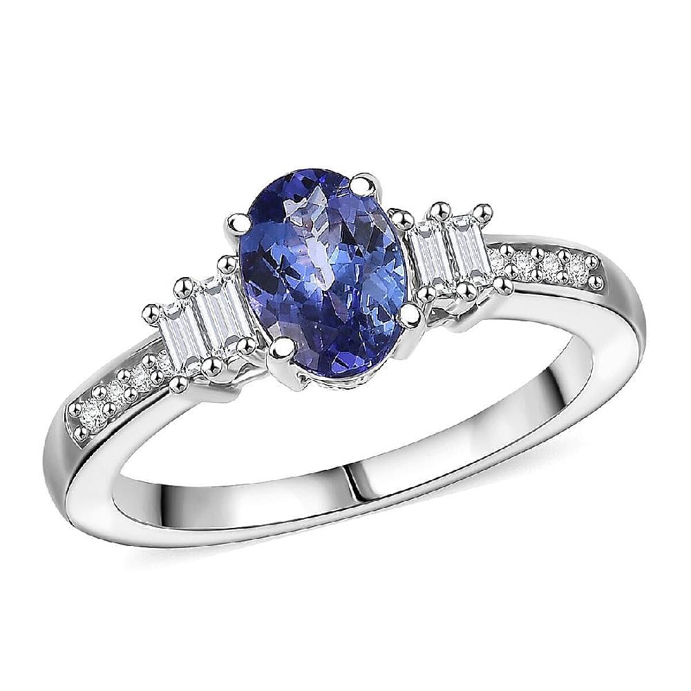 Luxoro Premium Tanzanite and G-H I2 Diamond 1.15 ctw Moonlit Majesty Ring in 10K White Gold