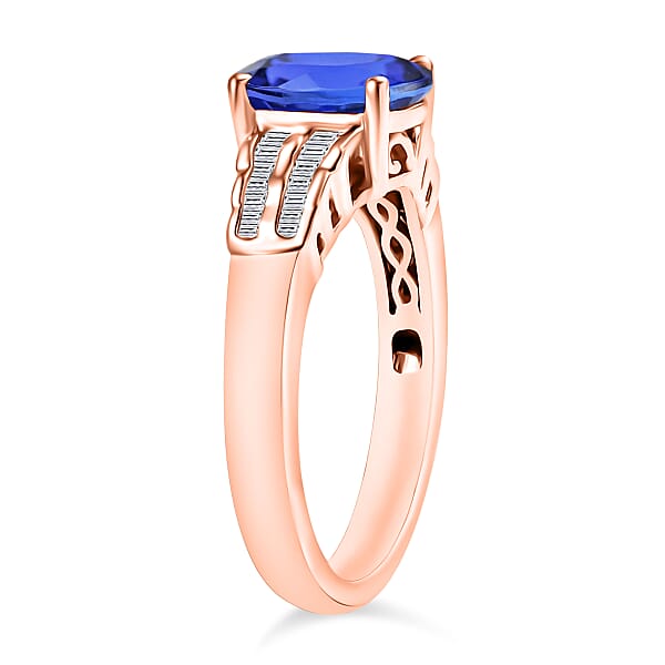 Luxoro Premium Tanzanite And G-H I2 Diamond 2.10 Ctw Ring In 10K Rose Gold (Del. In 10-12 Days)