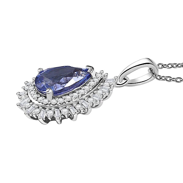 Luxoro Premium Tanzanite And G-H I2 Diamond 2.30 Ctw Crown Of Dreams Pendant Necklace In 10K White Gold 20 Inches
