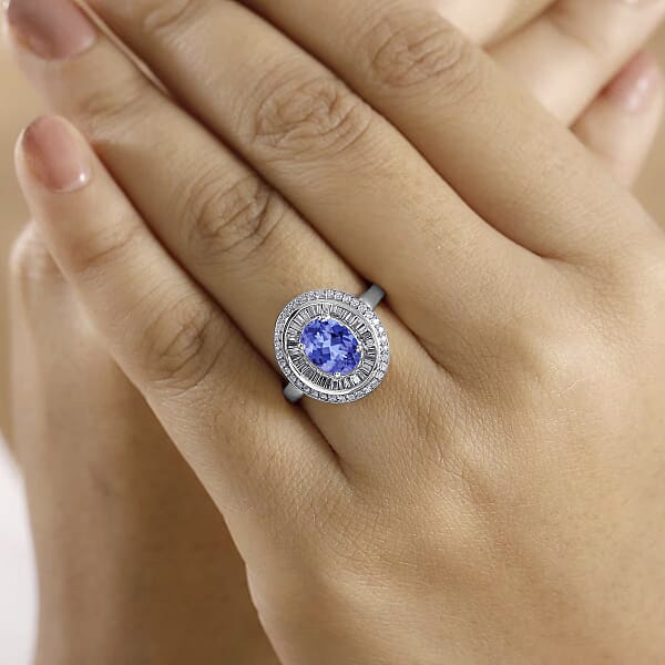 Luxoro Premium Tanzanite And G-H I2 Diamond 2.49 Ctw Ring In 10K White Gold 2 (Del. In 10-12 Days)