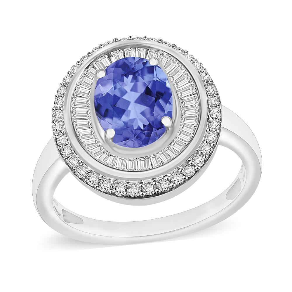Luxoro Premium Tanzanite and G-H I2 Diamond 2.49 ctw Ring in 10K White Gold 2 (Del. in 10-12 Days)