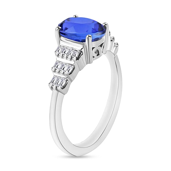 Luxoro Premium Tanzanite And G-H SI Diamond 1.48 Ctw Ring In 14K White Gold (Del. In 10-12 Days)