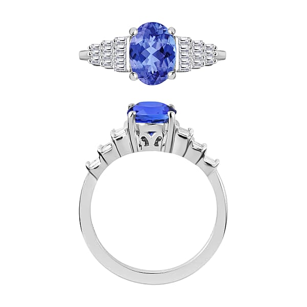 Luxoro Premium Tanzanite And G-H SI Diamond 1.48 Ctw Ring In 14K White Gold (Del. In 10-12 Days)
