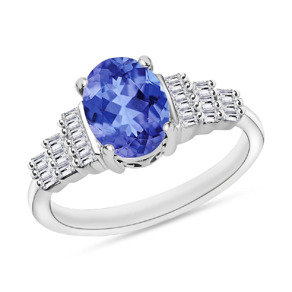 Luxoro Premium Tanzanite and G-H SI Diamond 1.48 ctw Ring in 14K White Gold (Del. in 10-12 Days)