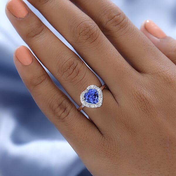 Luxoro Premium Tanzanite And White Diamond 2.40 Ctw G-H I2 Ring In 14K White Gold (Del. In 10-12 Days)