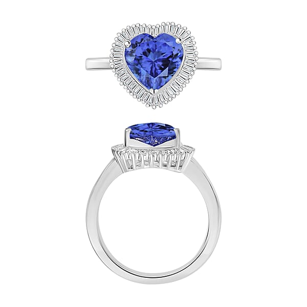 Luxoro Premium Tanzanite And White Diamond 2.40 Ctw G-H I2 Ring In 14K White Gold (Del. In 10-12 Days)
