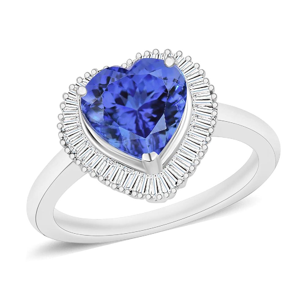Luxoro Premium Tanzanite and White Diamond 2.40 ctw G-H I2 Ring in 14K White Gold (Del. in 10-12 Days)