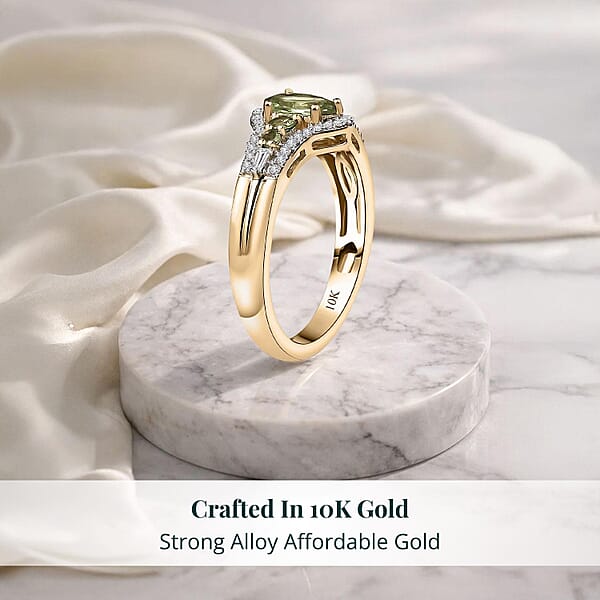 Luxoro Premium Tsavorite Garnet And I2 Diamond 1.25 Ctw Ring In 10K Yellow Gold